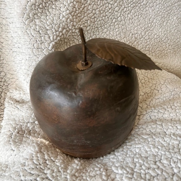 Brass/wood Apple & Pear Home Decor Set - Picture 6 of 6